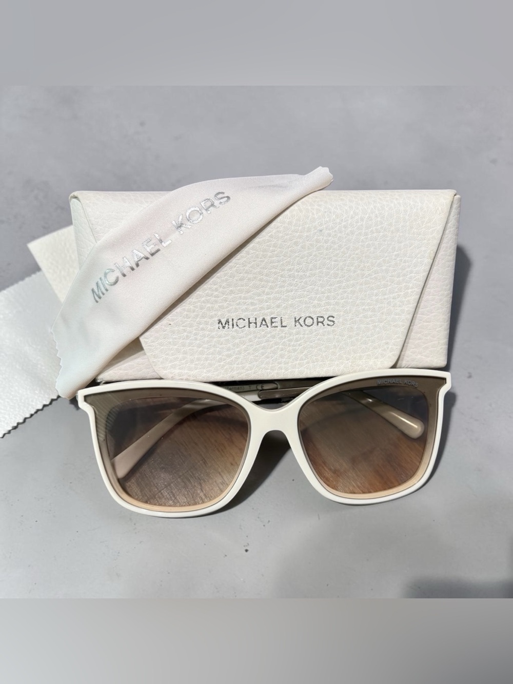 Michael Kors Womens White Sunglasses with Brown Gradient Lenses